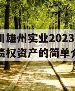 四川雄州实业2023年债权资产的简单介绍