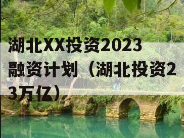 湖北XX投资2023融资计划（湖北投资23万亿）