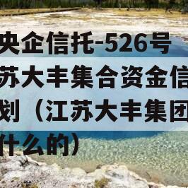 大央企信托-526号江苏大丰集合资金信托计划（江苏大丰集团是做什么的）