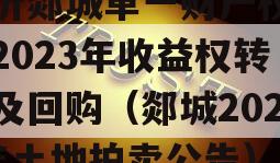 临沂郯城单一财产权信托2023年收益权转让及回购（郯城2021年土地拍卖公告）