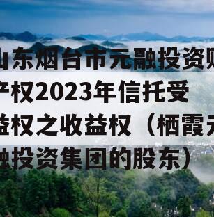 山东烟台市元融投资财产权2023年信托受益权之收益权（栖霞元融投资集团的股东）