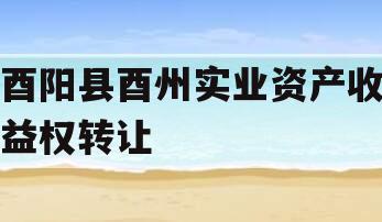 酉阳县酉州实业资产收益权转让