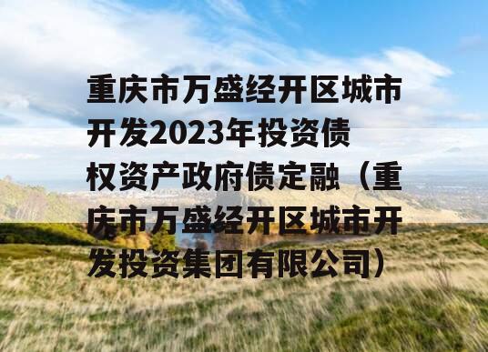 重庆市万盛经开区城市开发2023年投资债权资产政府债定融（重庆市万盛经开区城市开发投资集团有限公司）