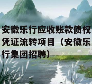 安徽乐行应收账款债权凭证流转项目（安徽乐行集团招聘）