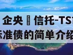 ‮企央‬信托-TS市标准债的简单介绍