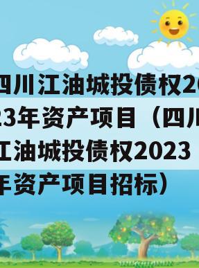 四川江油城投债权2023年资产项目（四川江油城投债权2023年资产项目招标）