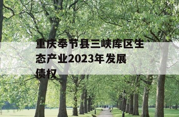 重庆奉节县三峡库区生态产业2023年发展债权