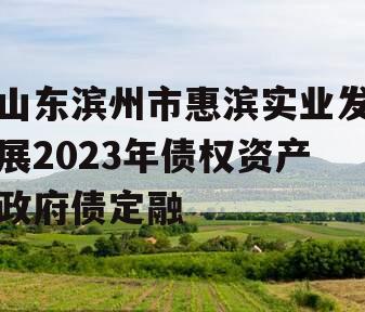 山东滨州市惠滨实业发展2023年债权资产政府债定融