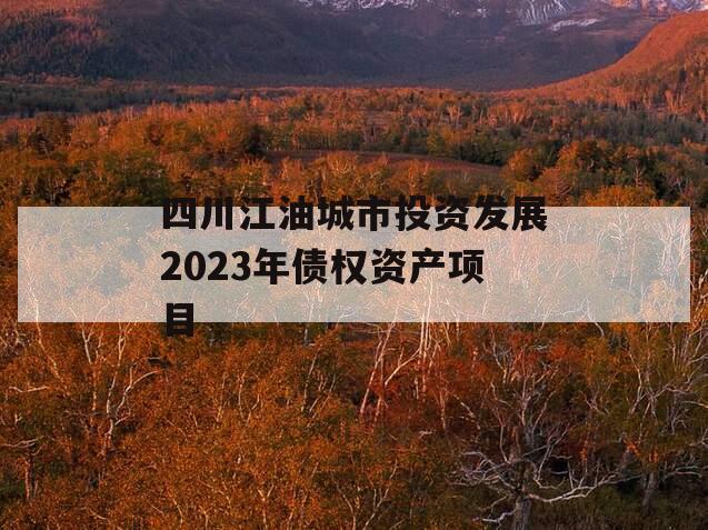 四川江油城市投资发展2023年债权资产项目
