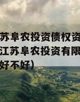 江苏阜农投资债权资产（江苏阜农投资有限公司好不好）