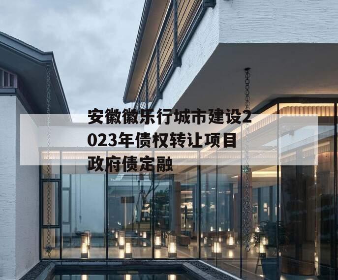 安徽徽乐行城市建设2023年债权转让项目政府债定融