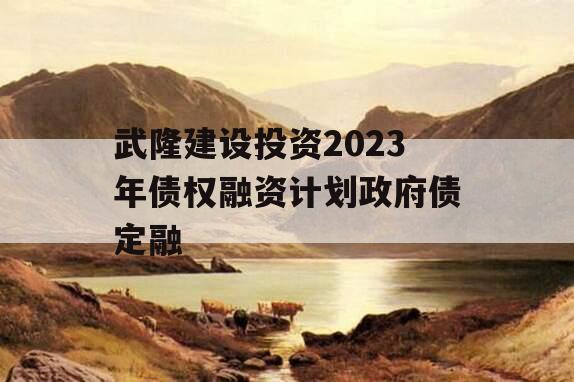 武隆建设投资2023年债权融资计划政府债定融