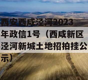 西安西咸泾河2023年政信1号（西咸新区泾河新城土地招拍挂公示）