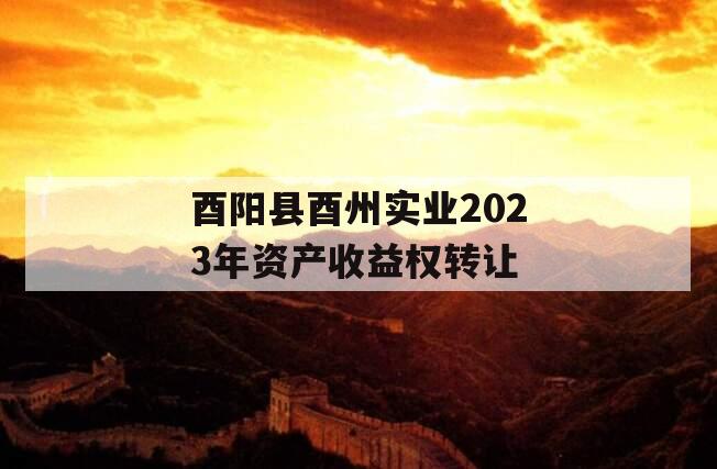 酉阳县酉州实业2023年资产收益权转让