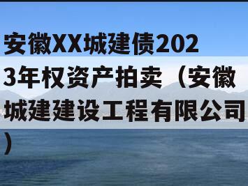 安徽XX城建债2023年权资产拍卖（安徽城建建设工程有限公司）