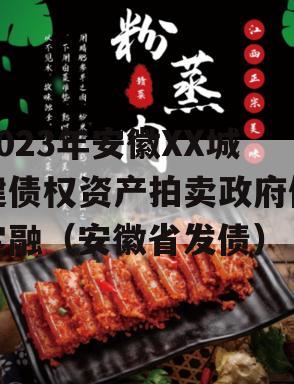 2023年安徽XX城建债权资产拍卖政府债定融（安徽省发债）
