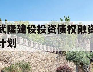 武隆建设投资债权融资计划 武隆建设投资债权融资计划