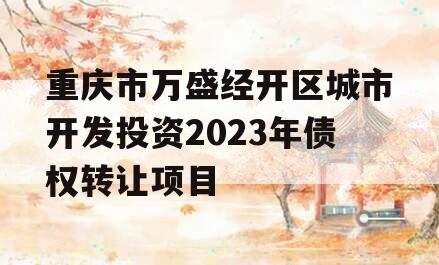重庆市万盛经开区城市开发投资2023年债权转让项目 重庆市万盛经开区城市开发投资2023年债权转让项目