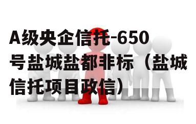 A级央企信托-650号盐城盐都非标（盐城信托项目政信）