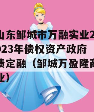 山东邹城市万融实业2023年债权资产政府债定融（邹城万盈隆商业）