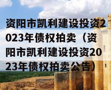 资阳市凯利建设投资2023年债权拍卖（资阳市凯利建设投资2023年债权拍卖公告）