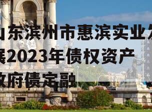 山东滨州市惠滨实业发展2023年债权资产政府债定融