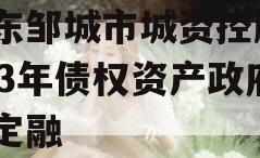 山东邹城市城资控股2023年债权资产政府债定融 山东邹城市城资控股2023年债权资产政府债定融