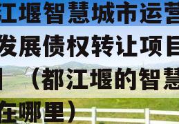 都江堰智慧城市运营建设发展债权转让项目【二】（都江堰的智慧体现在哪里）