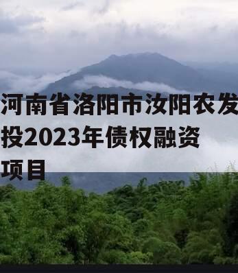 河南省洛阳市汝阳农发投2023年债权融资项目 河南省洛阳市汝阳农发投2023年债权融资项目