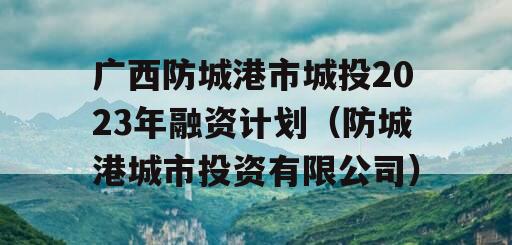 广西防城港市城投2023年融资计划（防城港城市投资有限公司）