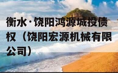 衡水·饶阳鸿源城投债权（饶阳宏源机械有限公司）