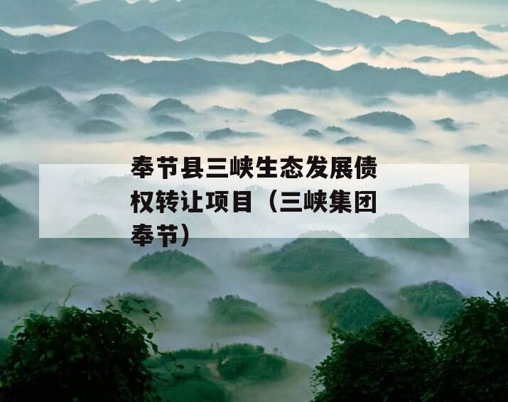奉节县三峡生态发展债权转让项目（三峡集团奉节）