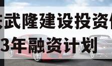 重庆武隆建设投资债权2023年融资计划