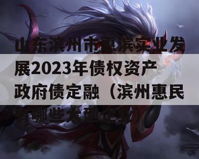 山东滨州市惠滨实业发展2023年债权资产政府债定融（滨州惠民有哪些大型企业）