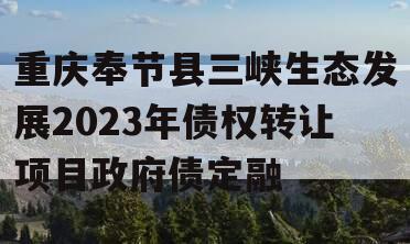 重庆奉节县三峡生态发展2023年债权转让项目政府债定融