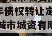 山东邹城市城资控股2023年债权转让定融（邹城市城资有限公司招聘）