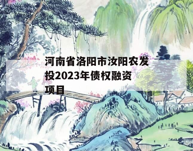 河南省洛阳市汝阳农发投2023年债权融资项目