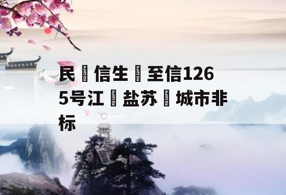 民‮信生‬至信1265号江‮盐苏‬城市非标