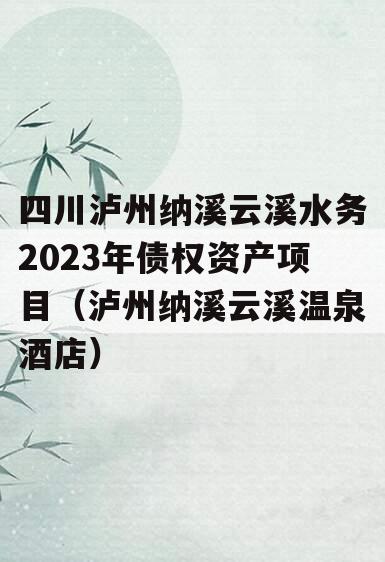 四川泸州纳溪云溪水务2023年债权资产项目（泸州纳溪云溪温泉酒店）