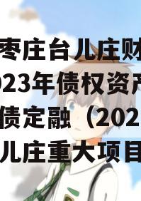 山东枣庄台儿庄财金投资2023年债权资产政府债定融（2021年台儿庄重大项目）