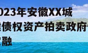 2023年安徽XX城建债权资产拍卖政府债定融 2023年安徽XX城建债权资产拍卖政府债定融