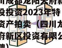 四川成都龙阳天府新区建设投资2023年特定资产拍卖（四川龙阳天府新区投资有限公司招聘）