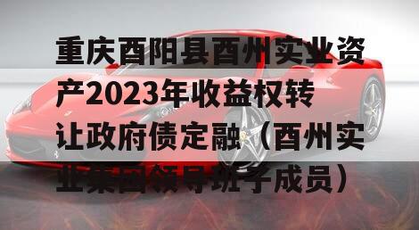 重庆酉阳县酉州实业资产2023年收益权转让政府债定融（酉州实业集团领导班子成员）