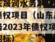 山东晟润水务2023年债权项目（山东晟润水务2023年债权项目招标）