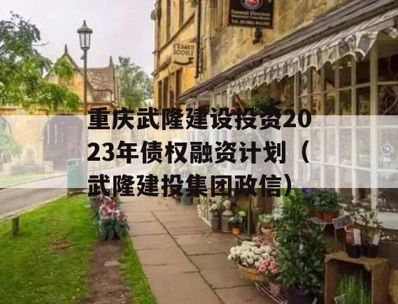 重庆武隆建设投资2023年债权融资计划（武隆建投集团政信）