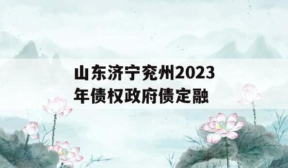 山东济宁兖州2023年债权政府债定融