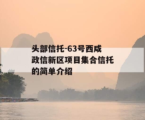 头部信托-63号西咸政信新区项目集合信托的简单介绍