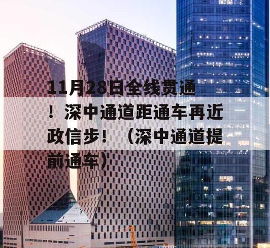 11月28日全线贯通！深中通道距通车再近政信步！（深中通道提前通车）
