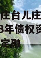 山东枣庄台儿庄财金投资2023年债权资产政府债定融