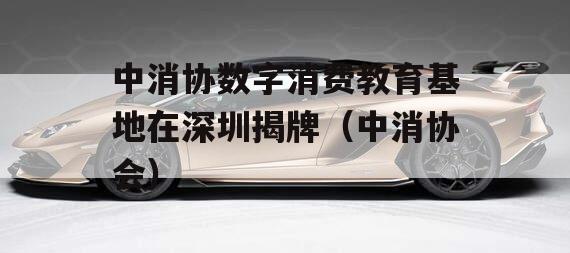 中消协数字消费教育基地在深圳揭牌（中消协会）